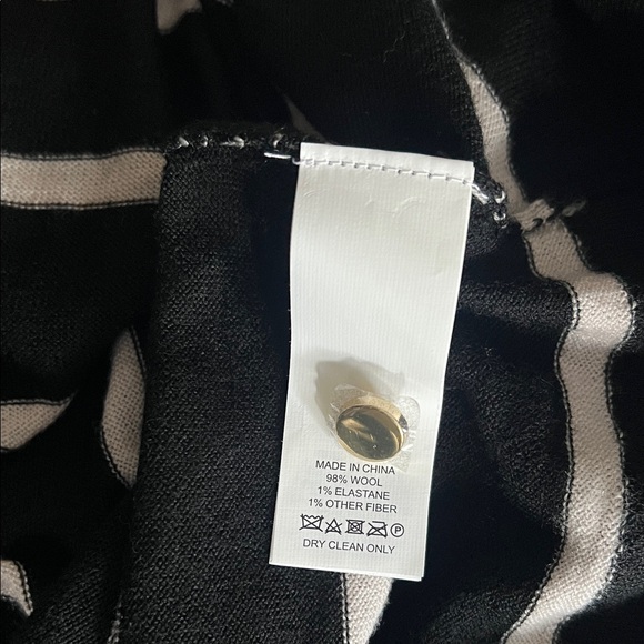 Kate Spade Broome Street Striped Mock-Neck Button Shoulder Sweater Black NWOT - Picture 4 of 6